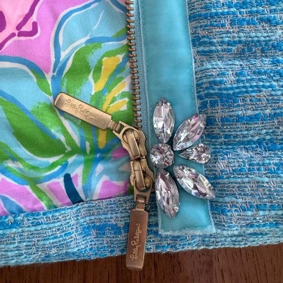 Lilly Pulitzer Noella Embellished Vest SZ M Turquoise Oasis Resort Boucle - Picture 10 of 16